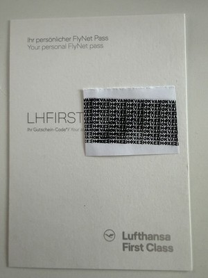 Lufthansa LH First Class Wifi WLAN Internet Voucher Highspeed Langstrecke