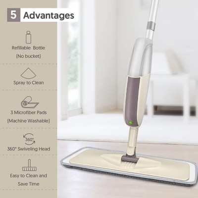 Spray Mops for Floor Cleaning: Wet Floor Mop with 3 Washable