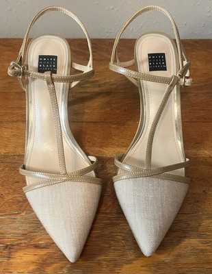 White House Black Market Heels Size 9.5 Gianna Sahara Twill Pointed Toe