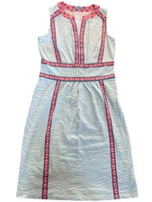 J. McLaughlin Dress Lola Blue Zebra Coral Sleeveless Short Sheath Size Small