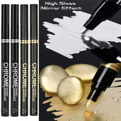 Chrome Pen Marker Waterproof Paint Repair Gold Silver 2mm Nib USA BEST SELLER