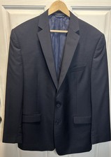 Calvin Klein 42R Navy Blue Sport Coat Blazer Jacket 2B 100 Wool Classic
