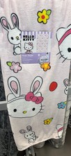Hello Kitty Easter Pink Plush Throw Blanket 50 X 70 Spring Flowers NEW
