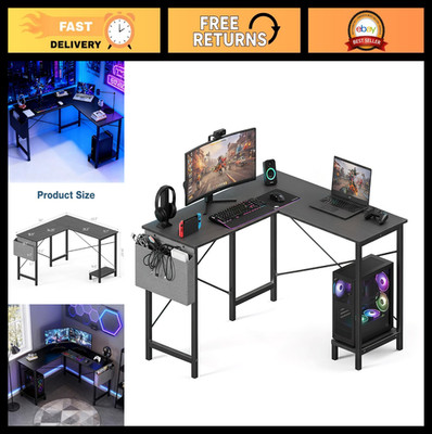 L Shaped Desk 50-Inch Corner Computer Gaming Table with Side Bag & Reversible Sh
