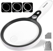 Large Magnifying Glass with 37 LED Light, 10X 20X 45X Handheld Illuminated Light