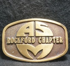 WI07109 AWESOME VINTAGE 1970s ASM ROCKFORD CHAPTER BRASS MENS BELT BUCKLE