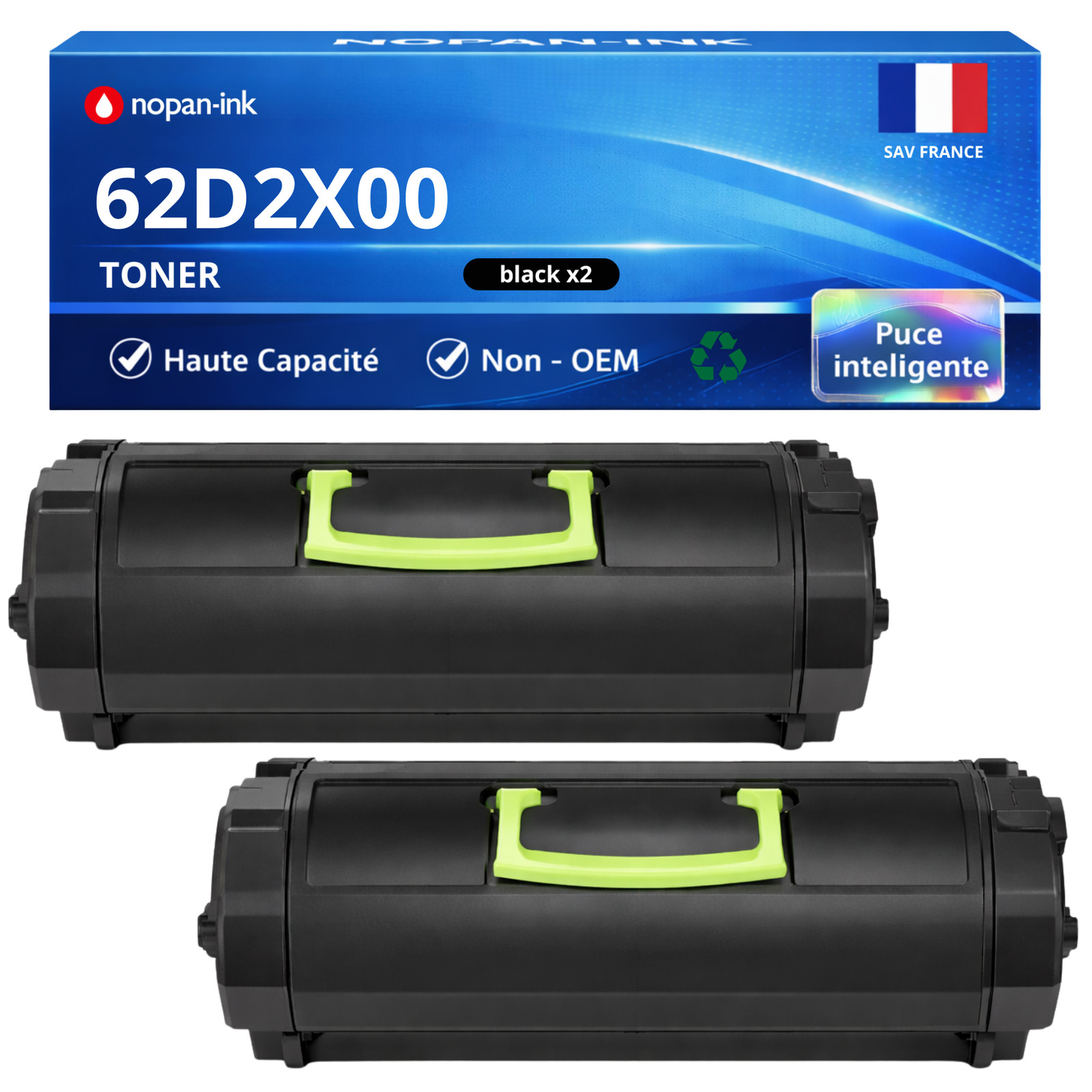 Lexmark 62D2X00 toner compatible noir 45000 pages pack double haute capacité