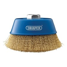 Draper 41446 Brassed Steel Crimped Wire Cup Brush, 125mm, M14