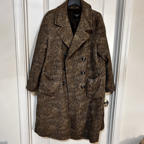 Talbots Double Breasted Cheetah Leopard Wool Blend Long Coat Women’s Size 18w - Picture 2 of 7