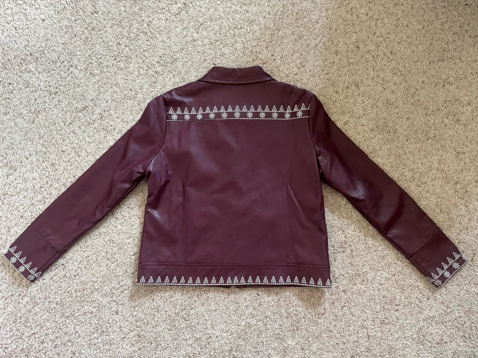 Lady size small angel Plus premium brand leather jacket burgundy - Image 2 of 4