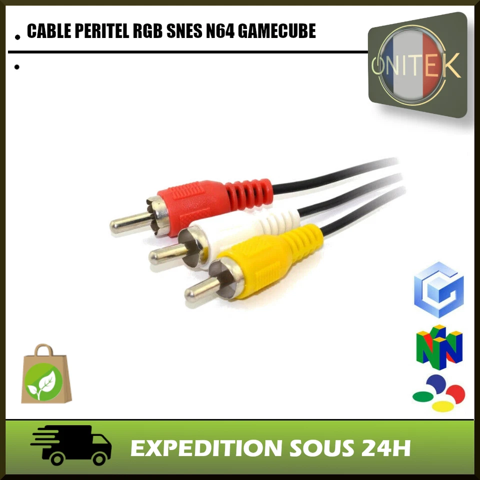 ✅CABLE AV AUDIO VIDEO RCA TV PERITEL RGB SNES SUPER NINTENDO N64 GC GAMECUBE SFC - Imagen 3 de 4