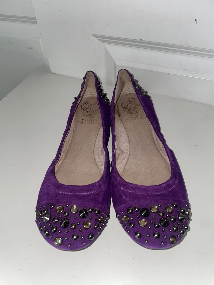Vince Camuto Evella Mujer Púrpura Gamuza Tachonado Ballet Pisos Talla 7.5/37.5 Foto 3 de 4