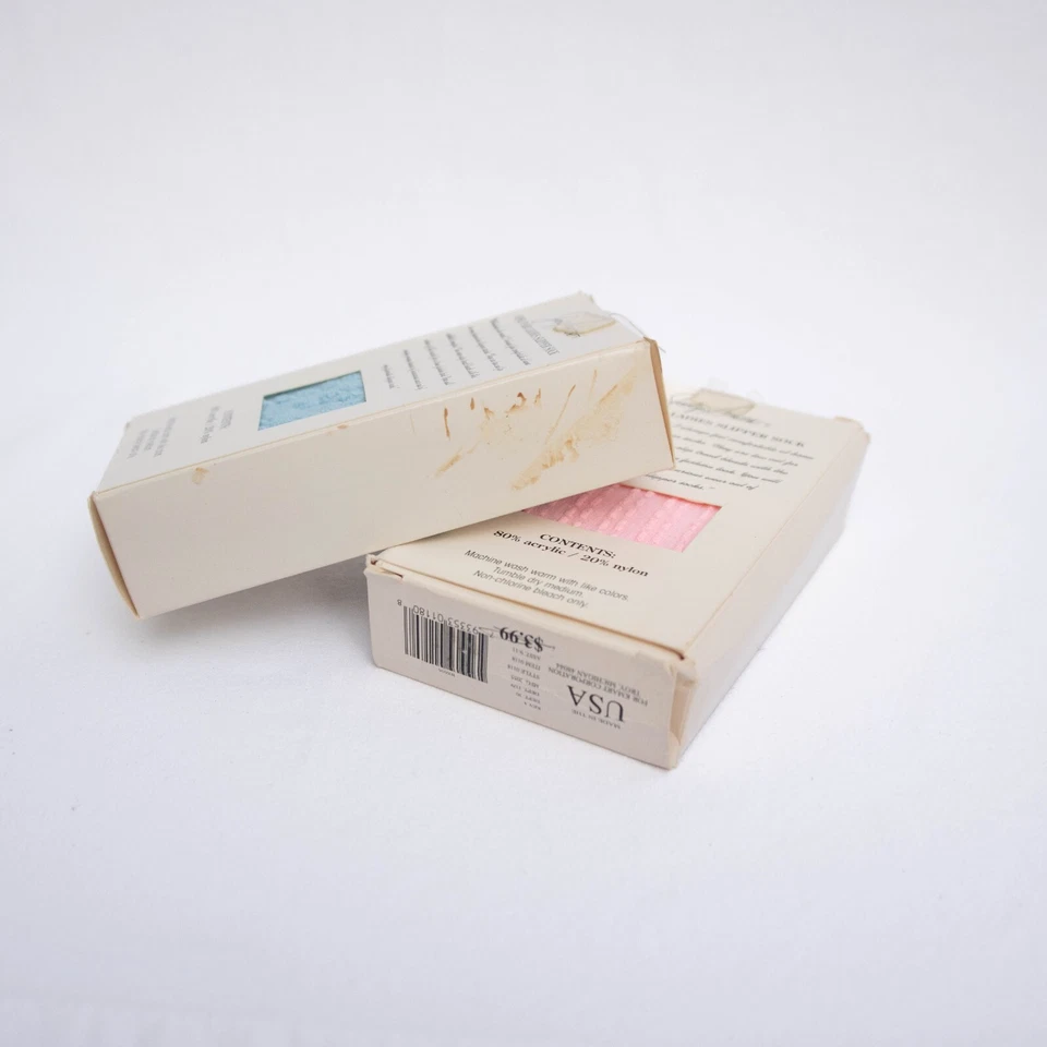 Meias chinelos femininas vintage Jaclyn Smith 2 pares tamanho 9-11 rosa e azul antiderrapante - Imagem 3 de 4