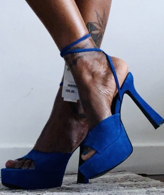 ZARA BLUE SUEDE LEATHER PLATFORM STILETTO HIGH HEEL SANDALS ANKLE STRAP  SIZE:UK8 | eBay
