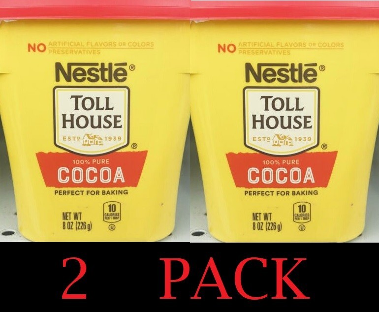 2x NESTLE Toll House 100% Pure COCOA Powder 8 oz tub Perfect for