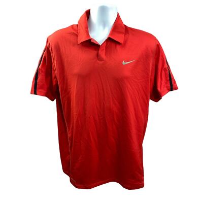 Nike Tiger Woods Collection Golf Polo Shirt Mens Medium Red Dri Fit  Performance