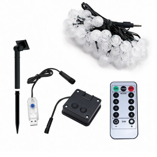 White Crystal Globe Solar String Lights Outdoor, Waterproof and 8 Lighting Modes - Picture 4 of 13