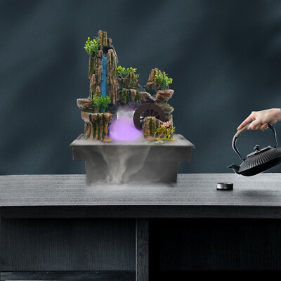 Indoor LED Waterfall Desktop Fountain Atomizer for Home Office Meditation Decor