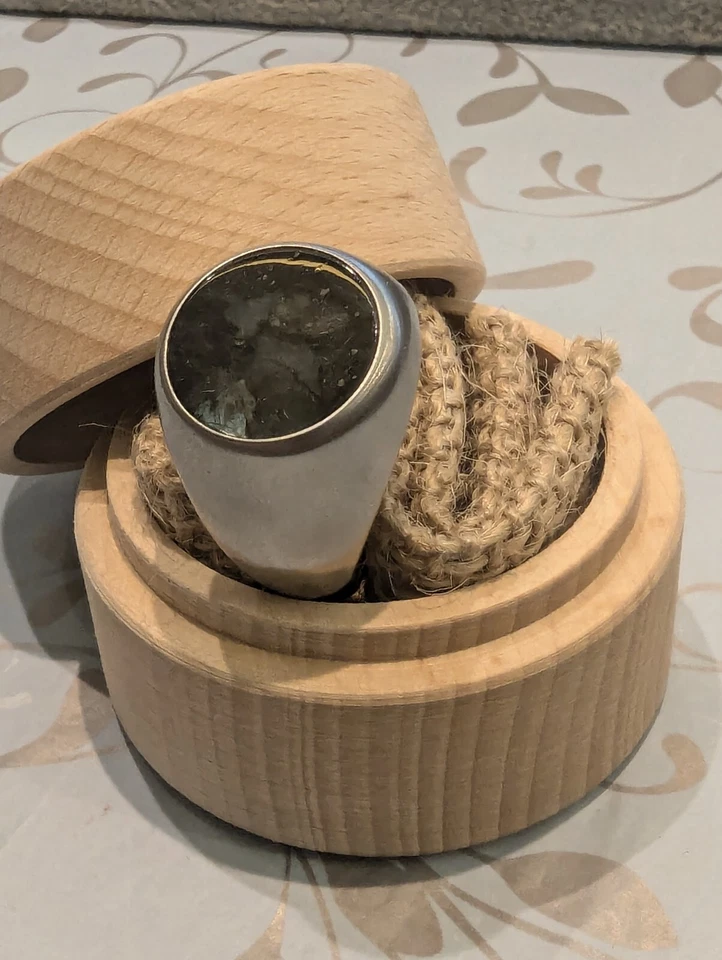 Diesel Herrenring Edelstahl Teilvergoldet Labradorit Rund Vintage Look Größe - Bild 3 von 4