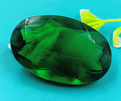 Lab-Created Certified 140Ct Green Moldavite Czech Republic Oval Cut Gemstone KUJ