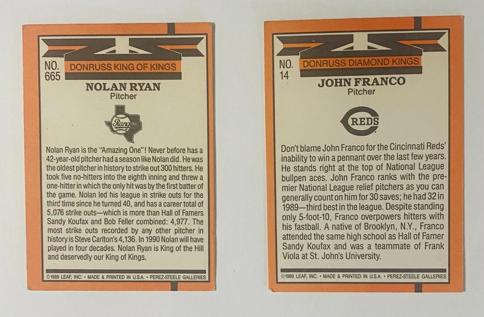 1989 年 Donruss - 美国职棒大联盟钻石国王卡 - 2 件套 — 第 2/2 张图片