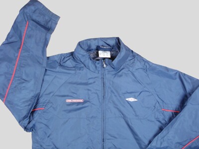 Umbro Pro Training Vintage Waterproof Full Zip Jacket Navy Sport Size M Mens VGC