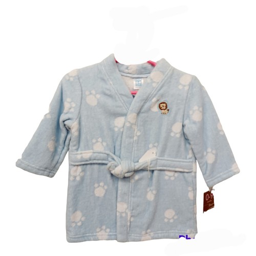Carters Boys Light Blue Lion Paw Print Plush Terry Bathrobe-0/9M