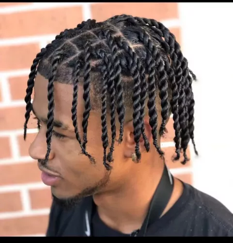 Handtied Twist Braids Toupee 8x10 Full PU Topper for Black Men Human Hair - Picture 1 of 7
