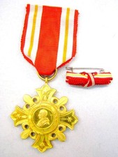 Orden und Feldspange Vatikan Leo XIII 1888 vergoldet mit original Etui