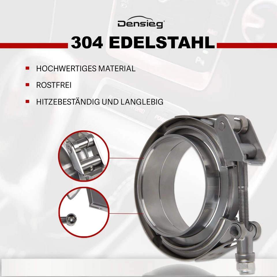 Densieg 2x V Band Schelle Flange Edelstahl 76mm 3 Zoll Auspuff Turbo Rohrschelle - Bild 4 von 4