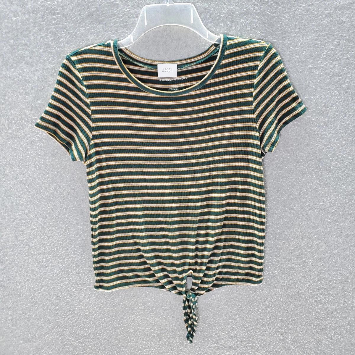 T-shirt Femme American Eagle Outfitters Taille S - Top Soft Logo, Beige, Occasion Très Bon état