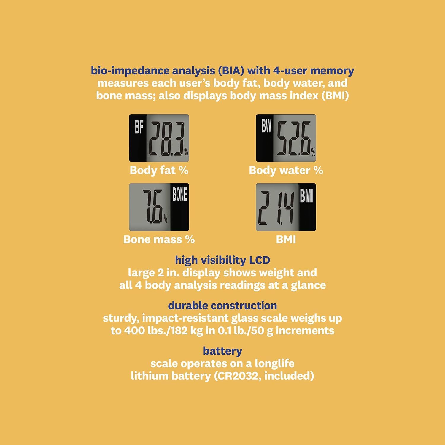 Weight Watchers Scale Weight,Glass Digital Body Fat,Water,BMI,Bone Mass