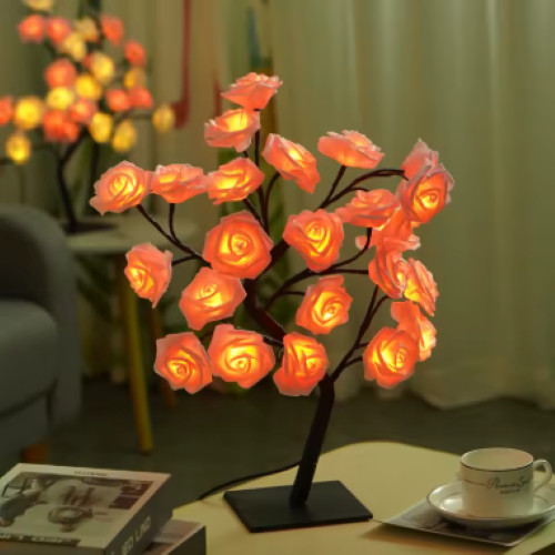 24 LED Rosenbaum Lichter USB Stecker Tischlampe Blume Nachtlicht