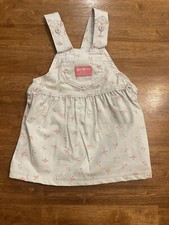 Oshkosh B gosh Vintage Grey Floral Overalls Matching Shirt Girls Size 2T USA