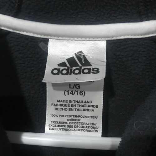 Adidas Boys Hoodie Sz Large 14/16 Logo Spellout Sweater Black - Picture 3 of 5