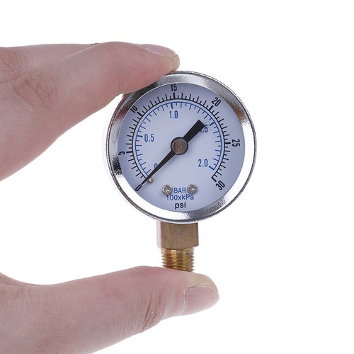 1/4" npt air pressure gauge 0-30 psi side / bottom mount 2" face-b - Picture 6 of 9