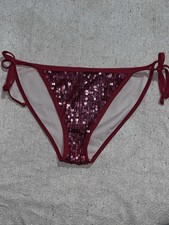 Vintage Y2K Victoria's Secret Swim String Bikini Pink Sequin Bling Rust Bottom M