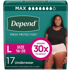 Depend Fresh Protection Women's Incontinence Underwear Maximum Absorbency Large