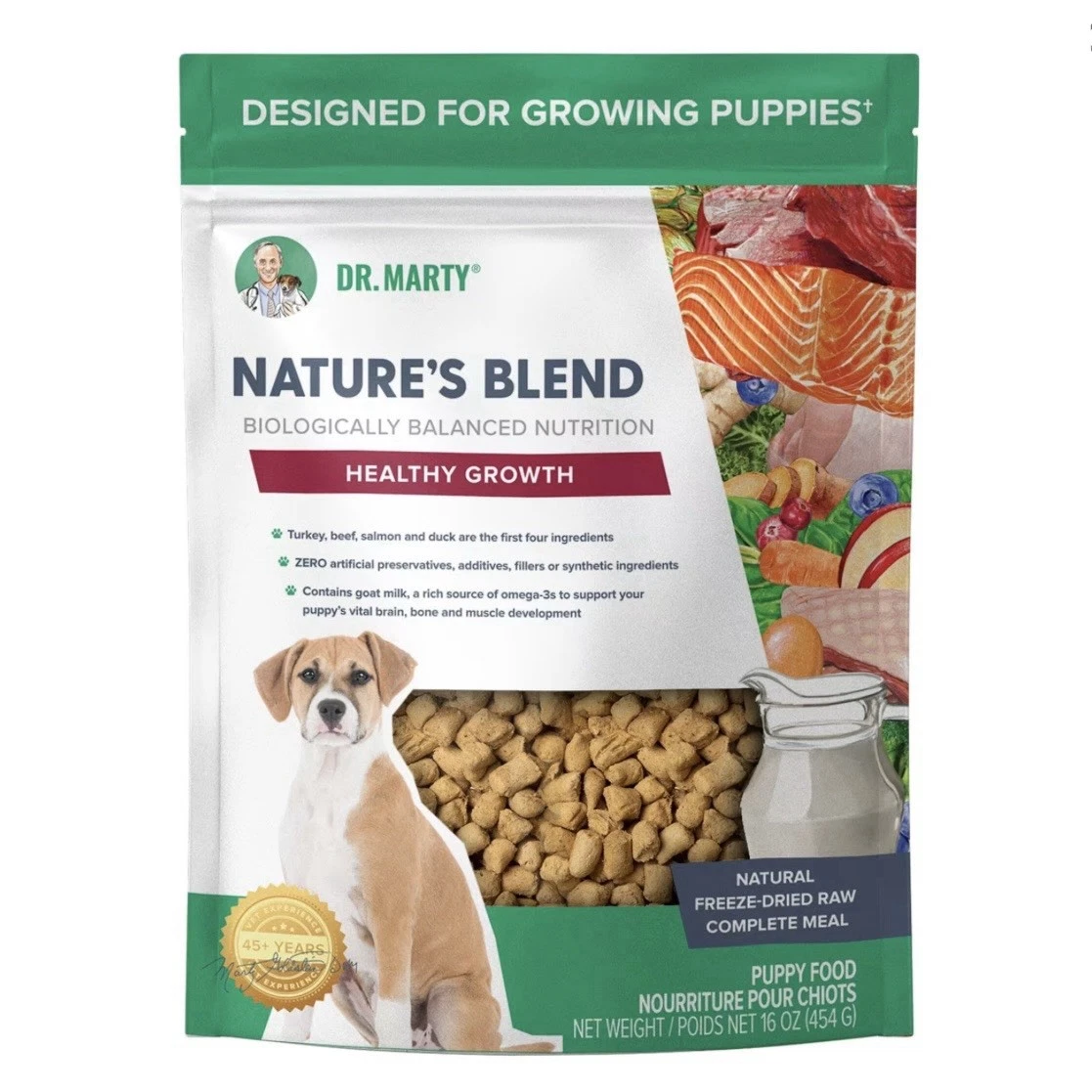 16 oz - Dr. Marty Nature's Blend Healthy Growth Freeze Dried Dog Food