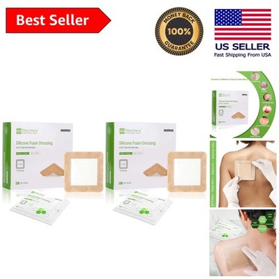 Waterproof Silicone Dressing with Gentle Border 4''x4'' - 20 Count for Ulcers