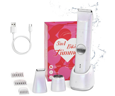 Bikini Trimmer for Women Electric Shaver for Leg Body Pubic Armpit Facial, White