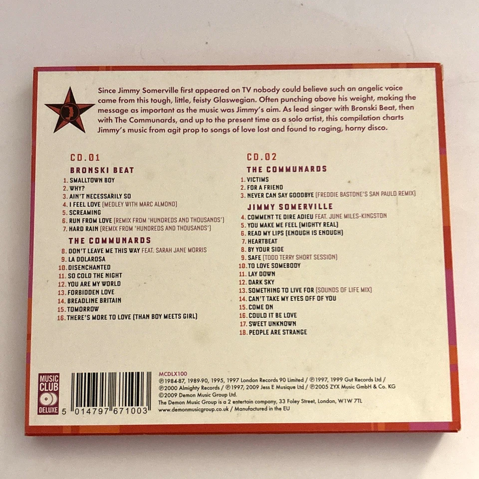Jimmy Somerville For A Friend The Best Of, Bronski Beat & The Communards CD X2 Foto 2 de 4