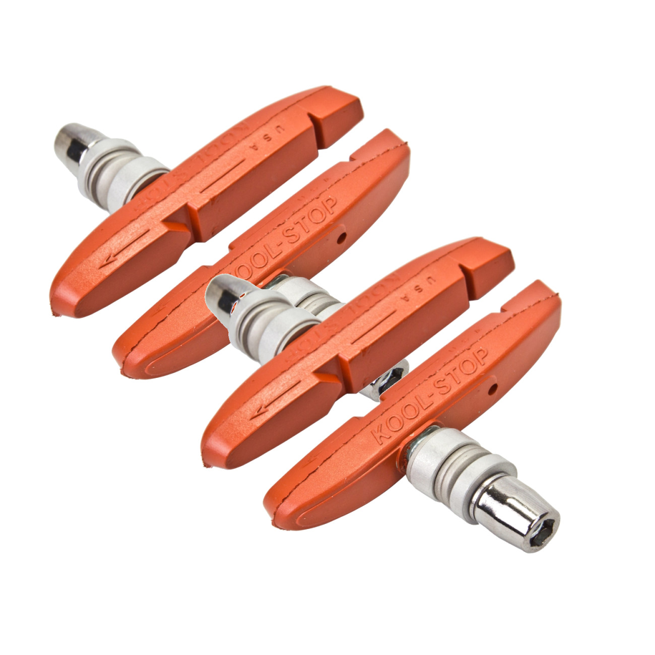 2 Комплекта тормозных колодок Kool-Stop Supra 2 с канавкой для воды и резьбовым штифтом Лососевый 5090₽