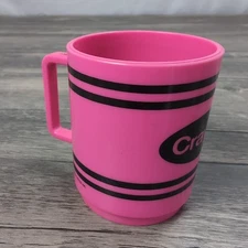 Vintage 1980 Pink Crayon Deka Plastics Inc. Cup Mug Drinkware Decor USA 