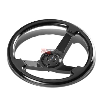NRG RST-036BK-BK CAR/AUTO 350MM 3''DEEP DISH ALUMINUM SPOKE WOODEN STEERING WHEEL