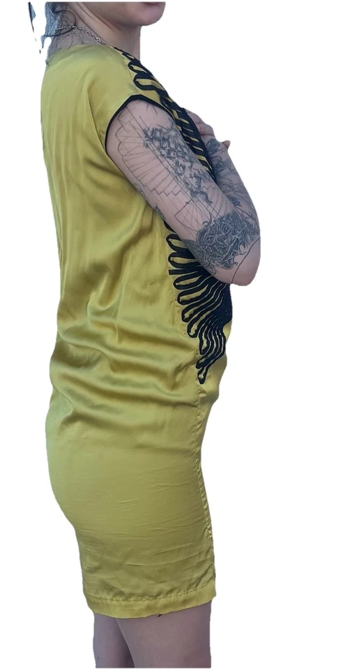 Mini Vestido DIESEL Negro Dorado Mujer Amarillo Detalle Cinta Abstracta Talla XS 0 Foto 4 de 4