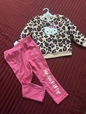 Hello Kitty Girls Leopard Print Sweatshirt  Pink Pants Set Size 7