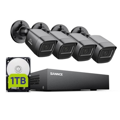 SANNCE 8CH 1080P Security Camera System DVR and 4x2.0MP Indoor Outdoor IP66 W...