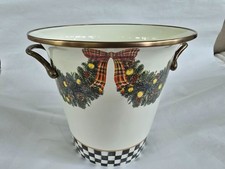 Mackenzie Childs Evergreen Wine Cooler Enamel Ice Bucket Christmas Party Barware