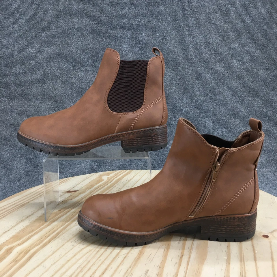 Andiamo Botas Mujer 10M Informales Cremallera Lateral Chelsea Botín Marrón Imitación Cuero Foto 2 de 4